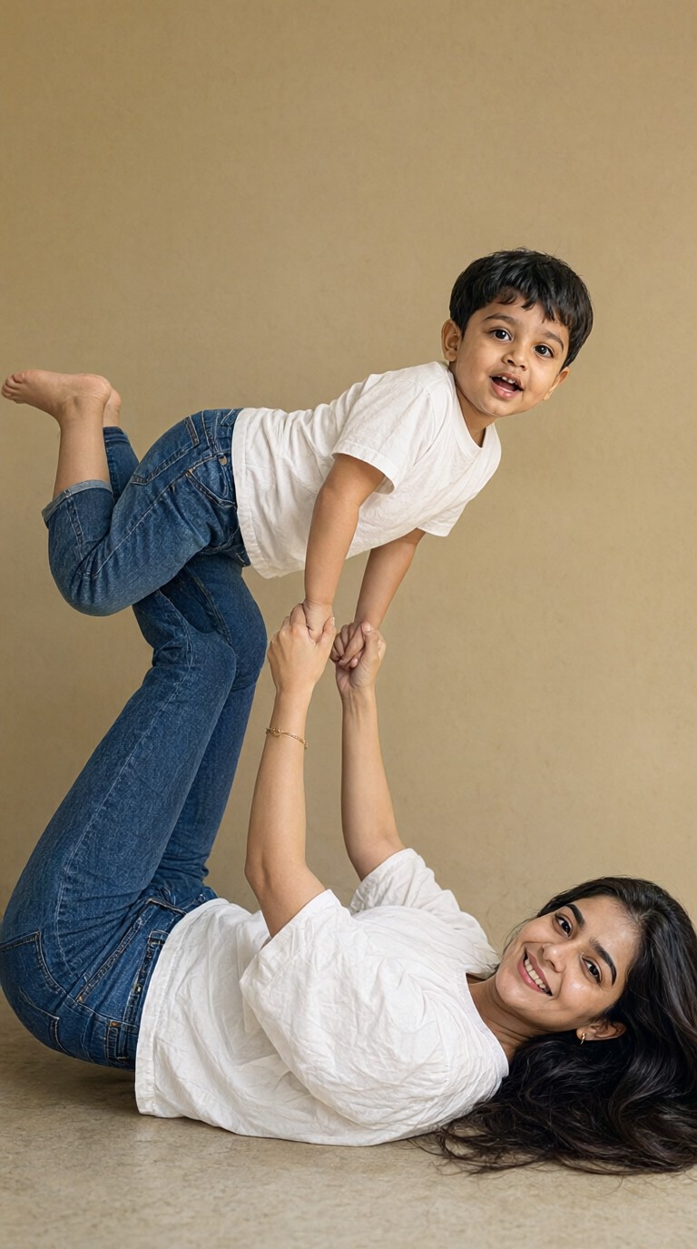 Mother and Son Playing Acrobatics image