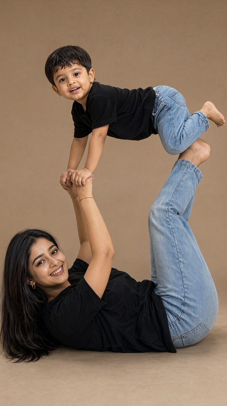 Mother and Son Playing Acrobatics image