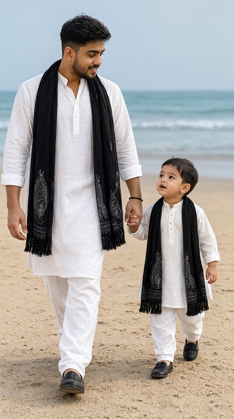 Father&Son Walking Along The Beach image