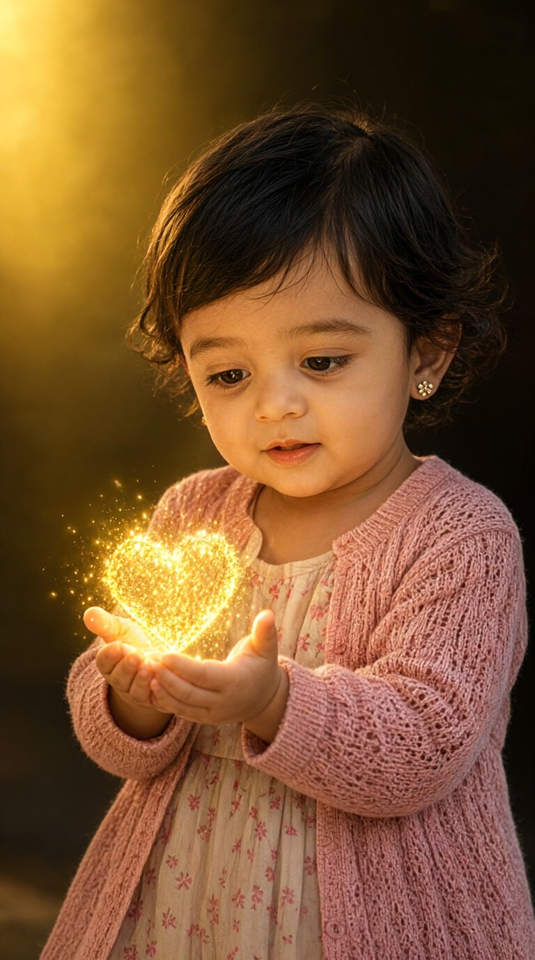 holding a glowing heart in both hands image