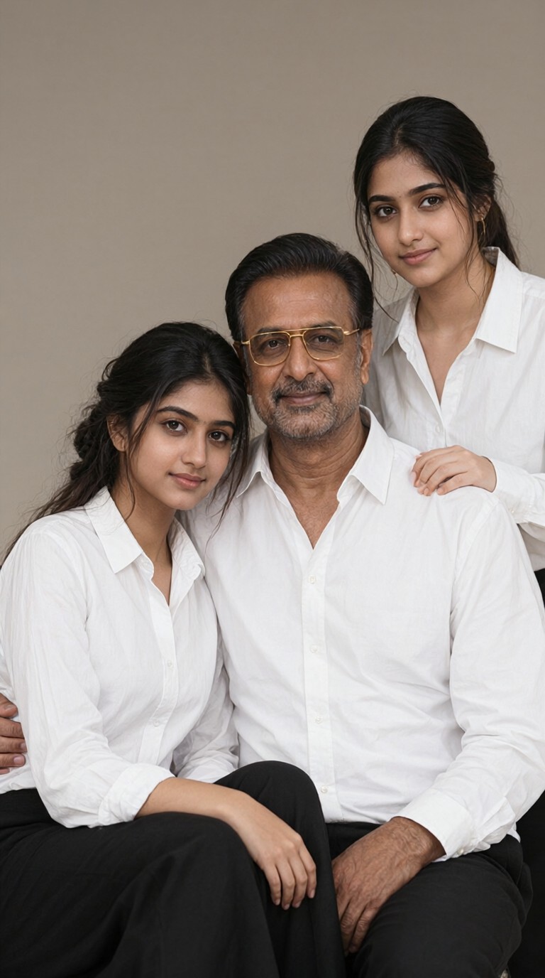 Sweet Family Photo-Man And Two Daughters image