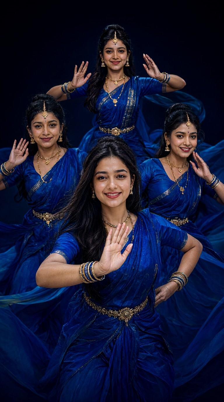 Photo Shoot Featuring a Flowing Blue Sari image