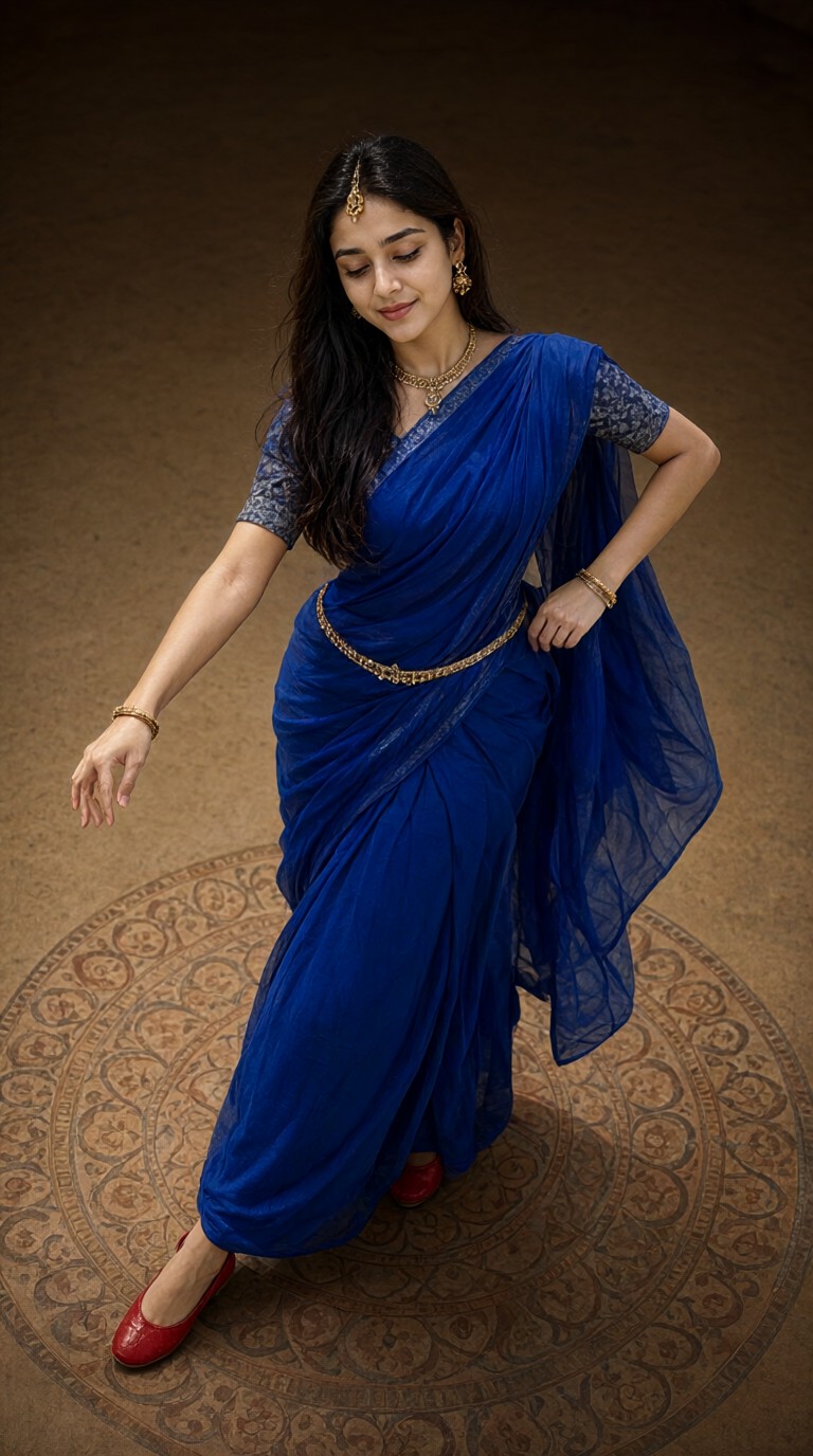 Photo Shoot Featuring a Flowing Blue Sari image