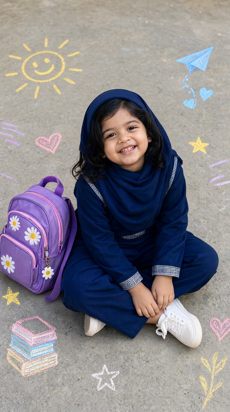Cute Baby Girl Goes To School-03 image