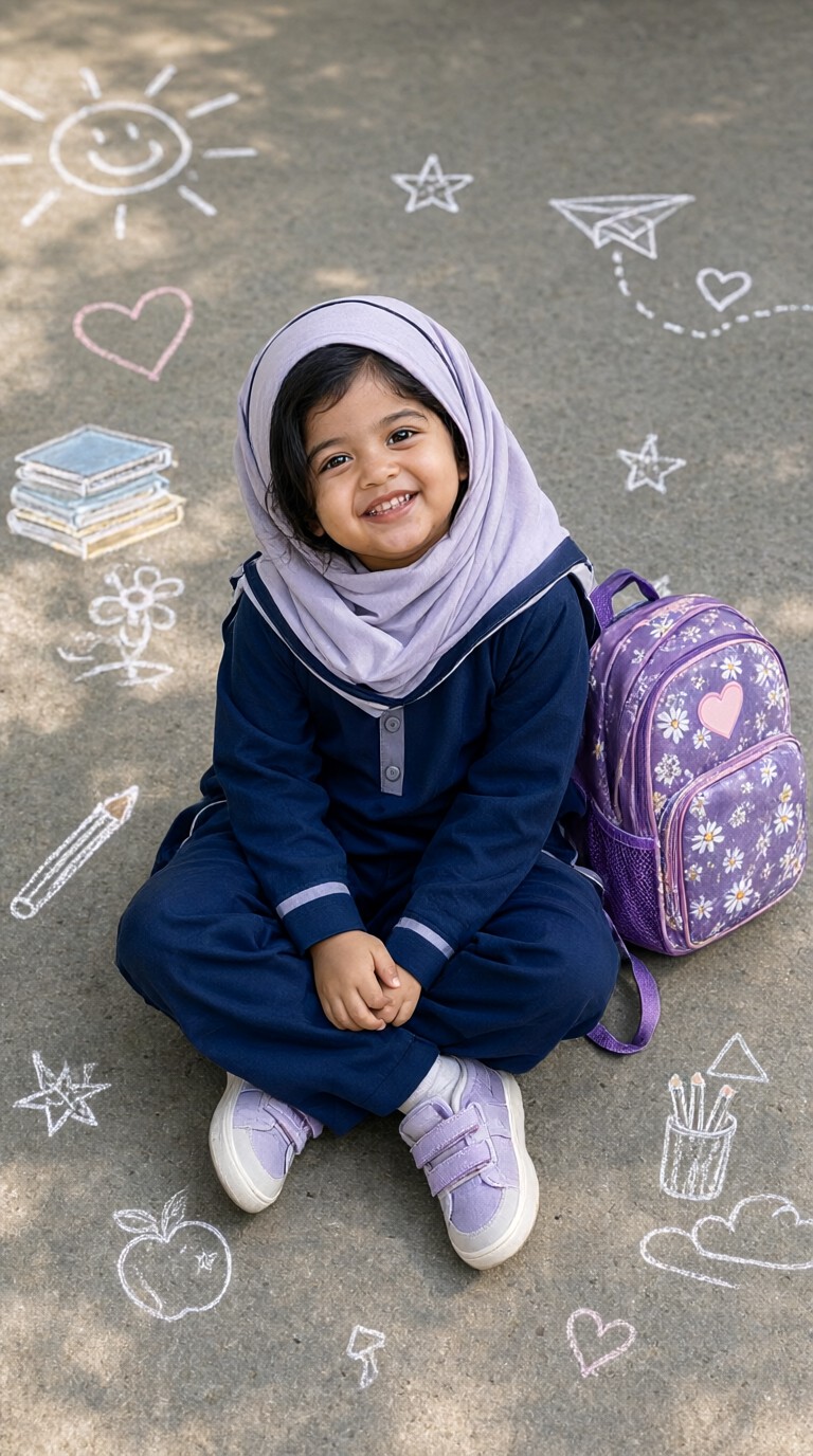 Cute Baby Girl Goes To School-02 image