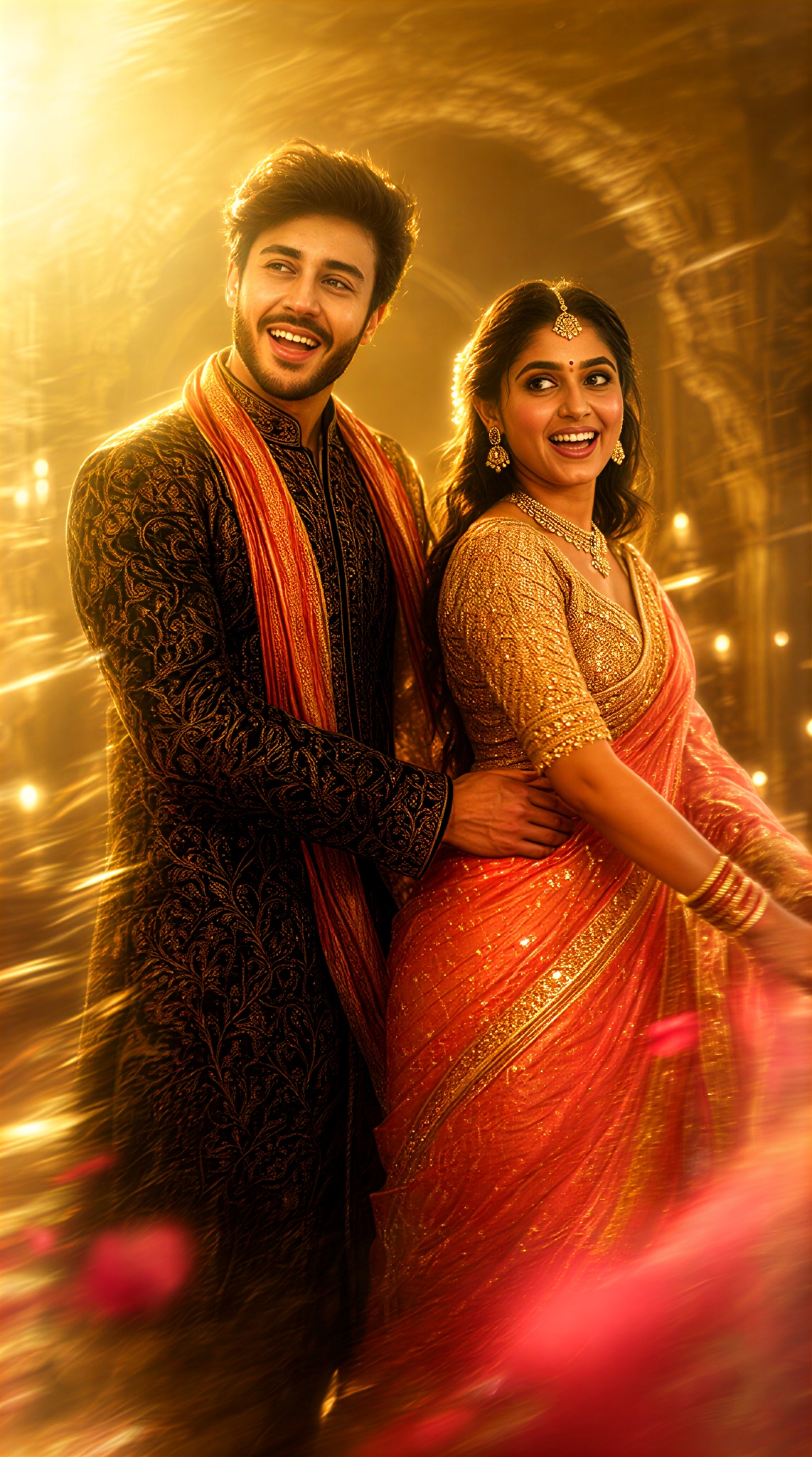 Palace Light Trails Couple: One More Golden Twirl image