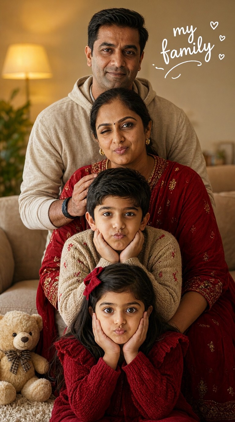 A cosy family of four image