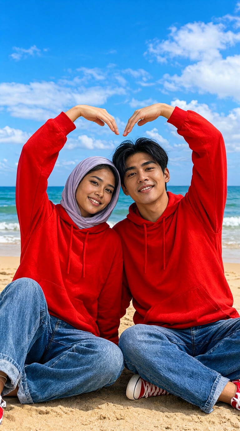 Happy Couple on the Beach-I image