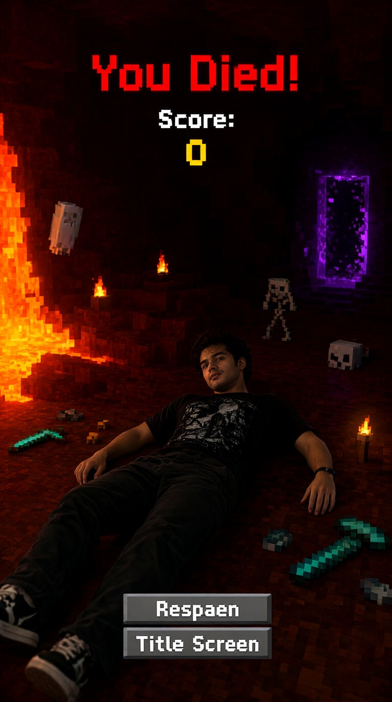 Real-life footage of the MC death screen image