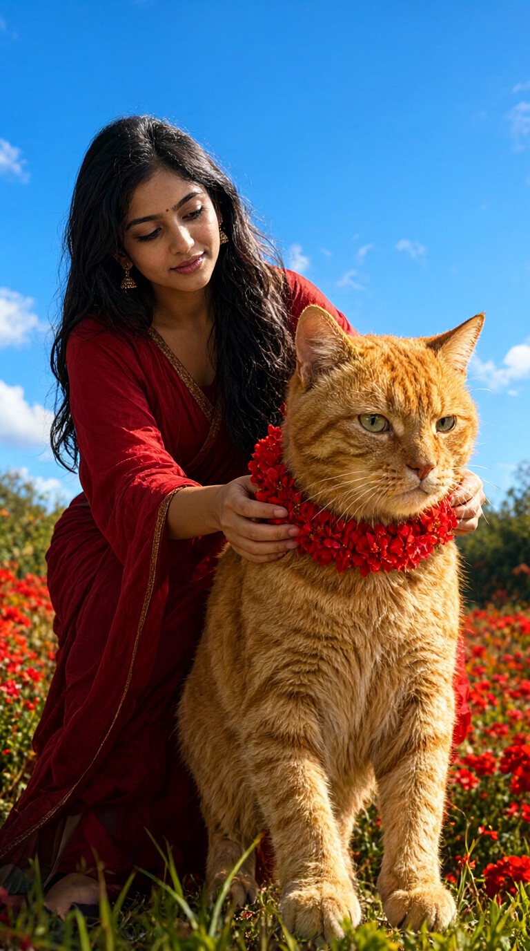 Woman and the Big Orange Cat image