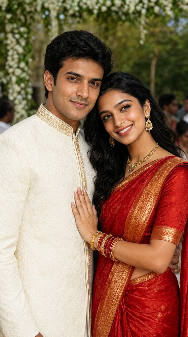 Garden Wedding Couple Portrait image