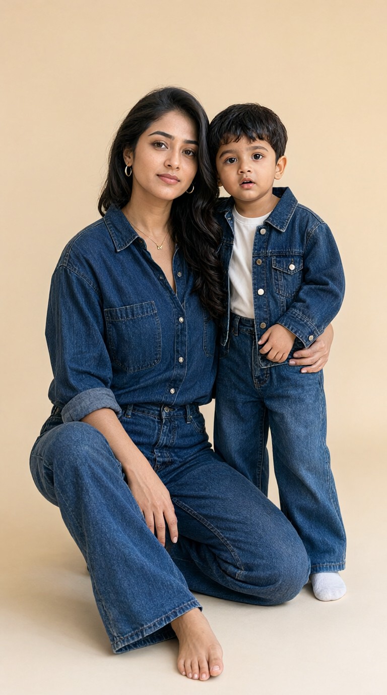 Mother and Son in Jeans image
