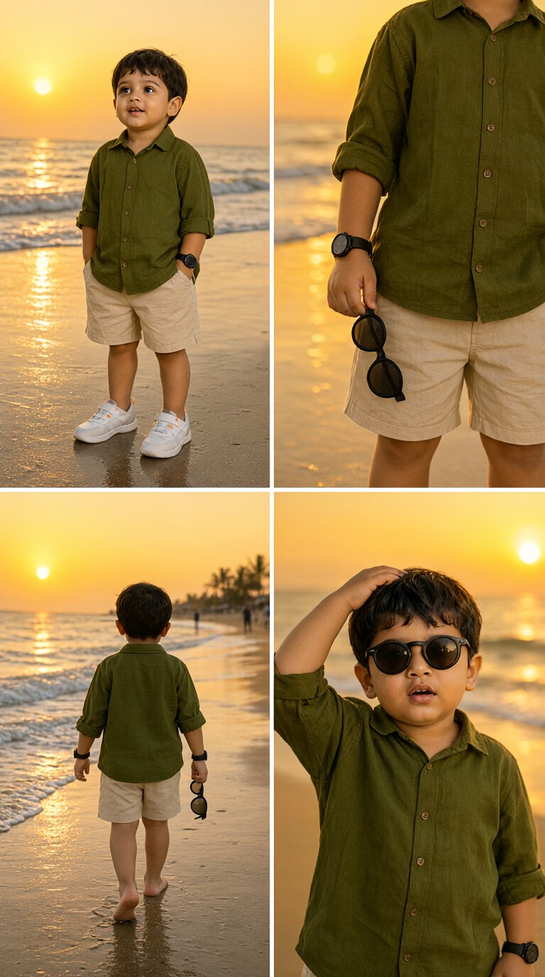 Sunset Baby Boy in a Green Shirt image