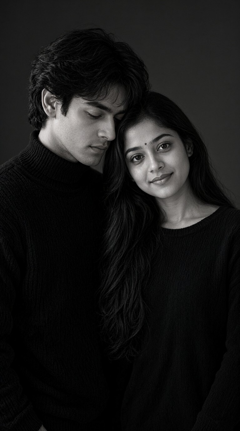 Black and White Fancy Couple Wallpaper-02 image