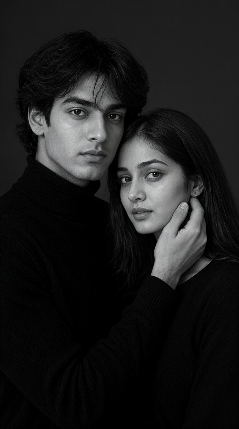 Black and White Fancy Couple Wallpaper-03 image