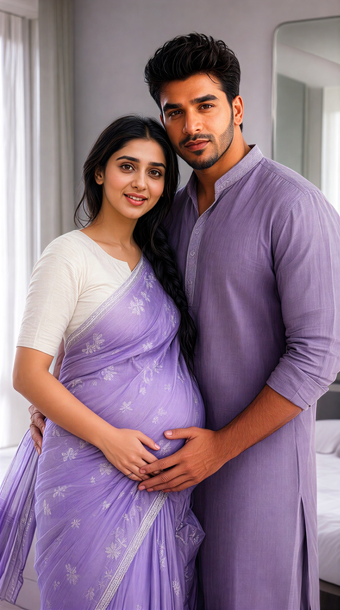 Maternity Sari Couple: Looking Forward Together image