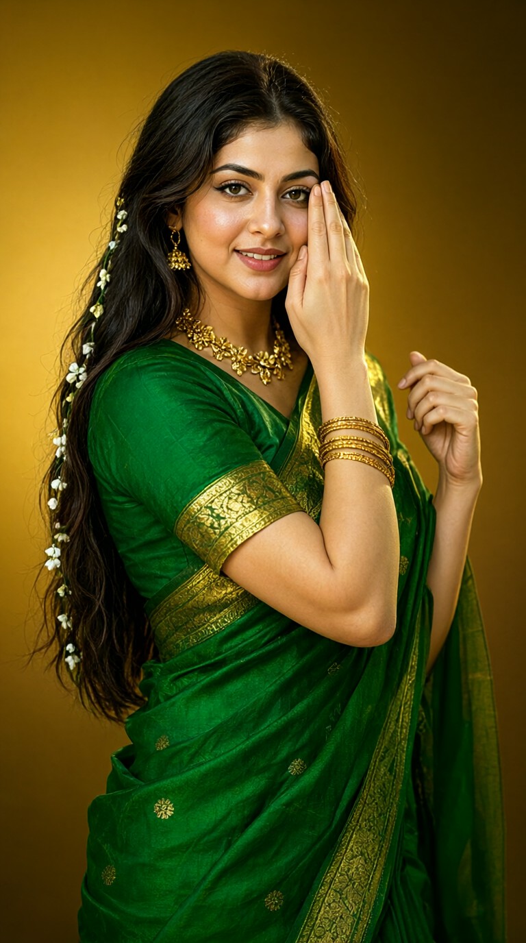 Green Sari Photo Shoot image