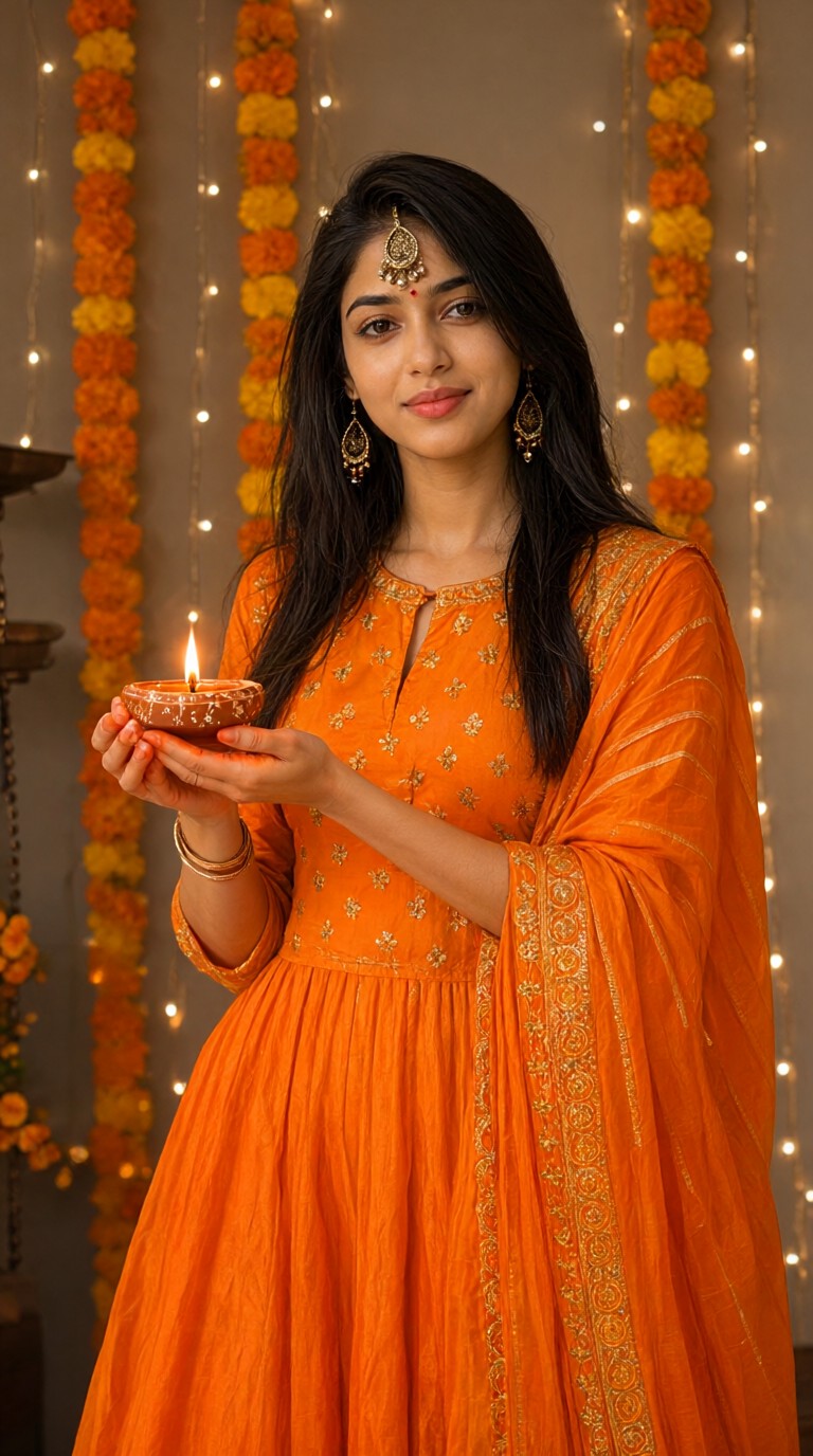 Orange-Gold Anarkali Dress image