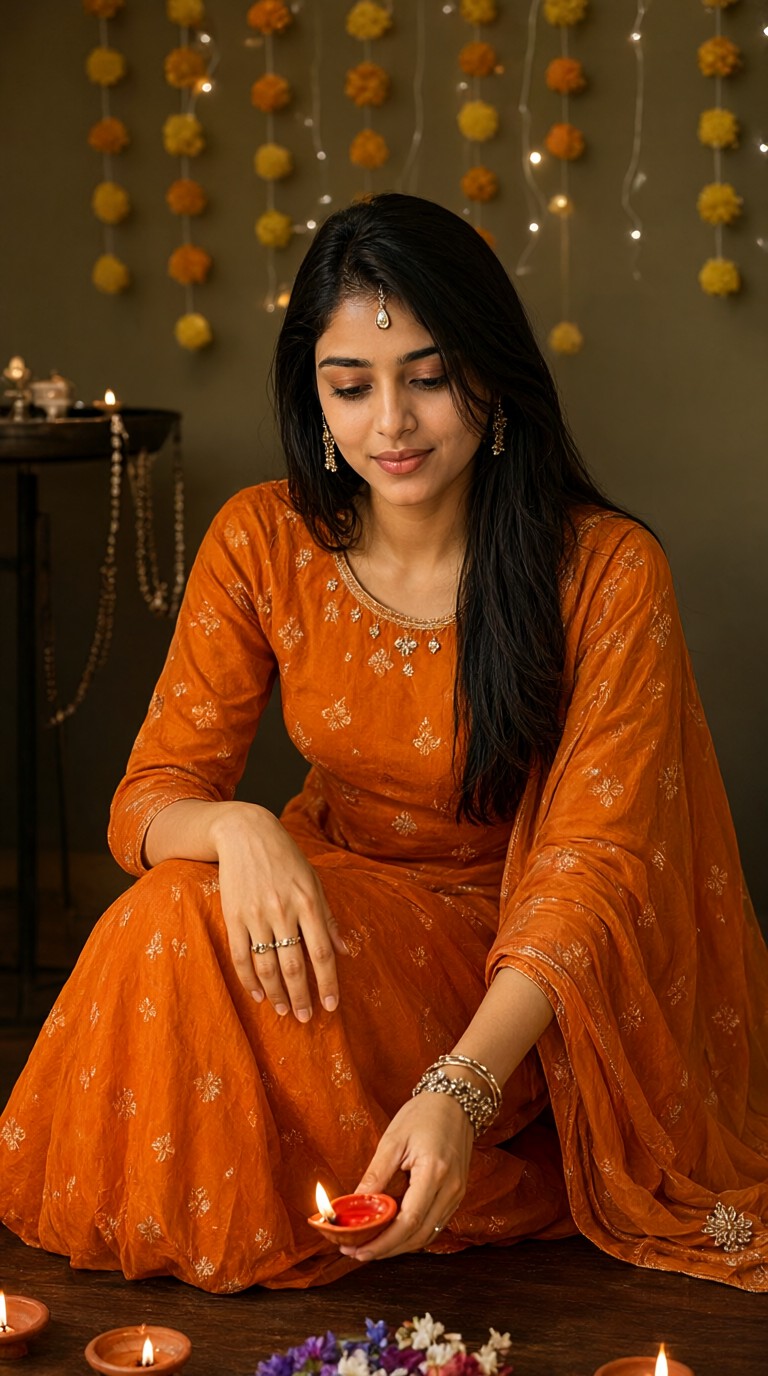 Orange-Gold Anarkali Dress image