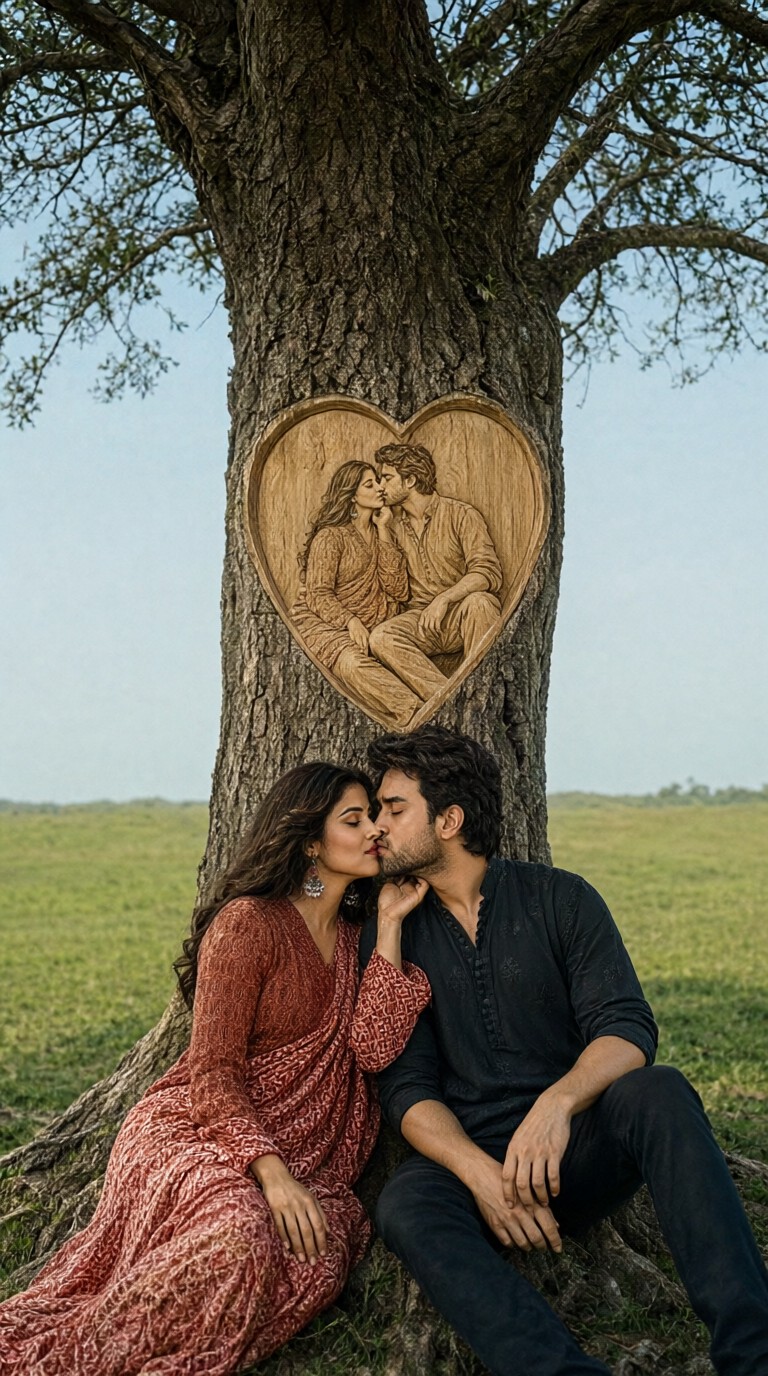 Tree Kiss Heart Carving image