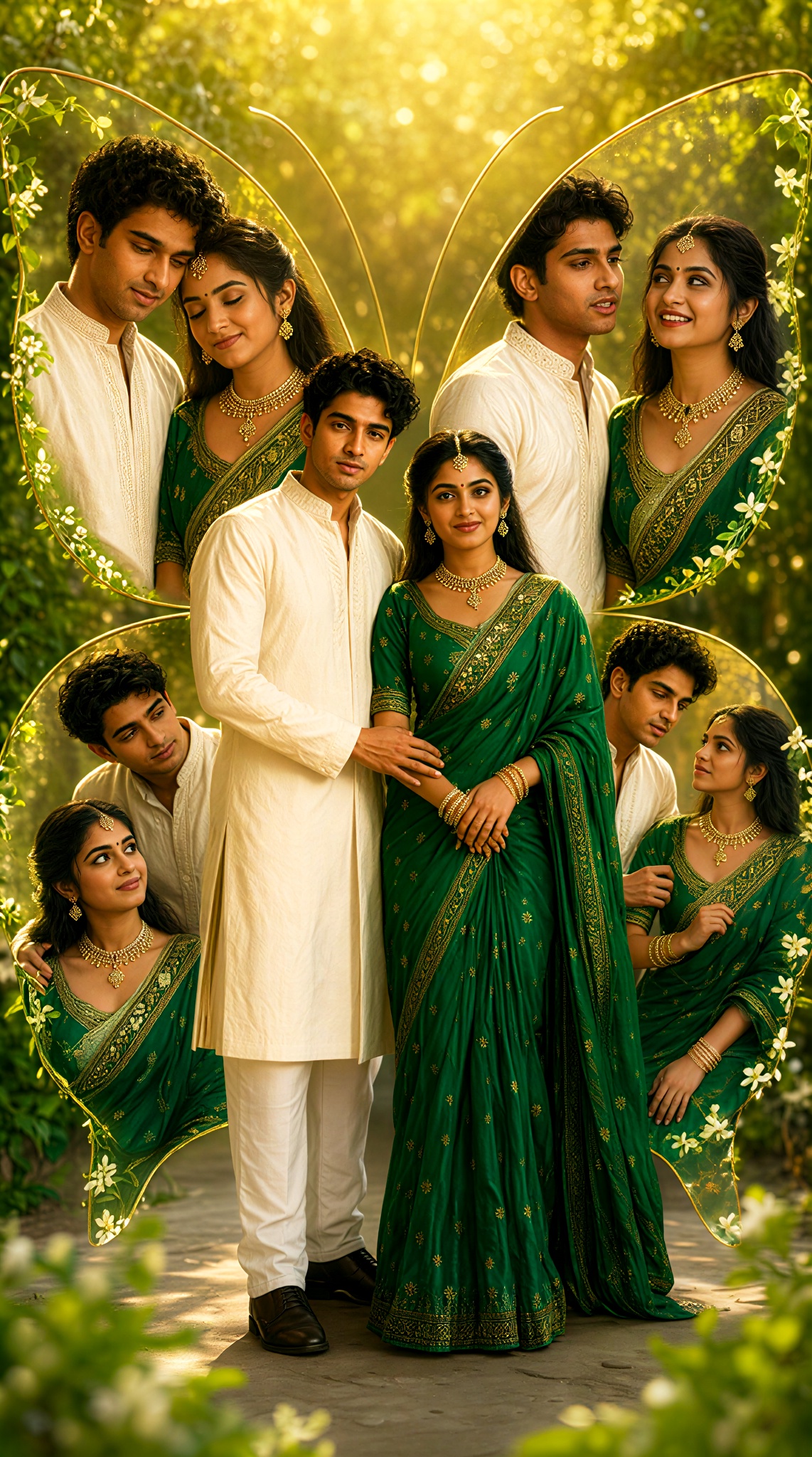 Green and Gold Butterfly Couple Portrait image
