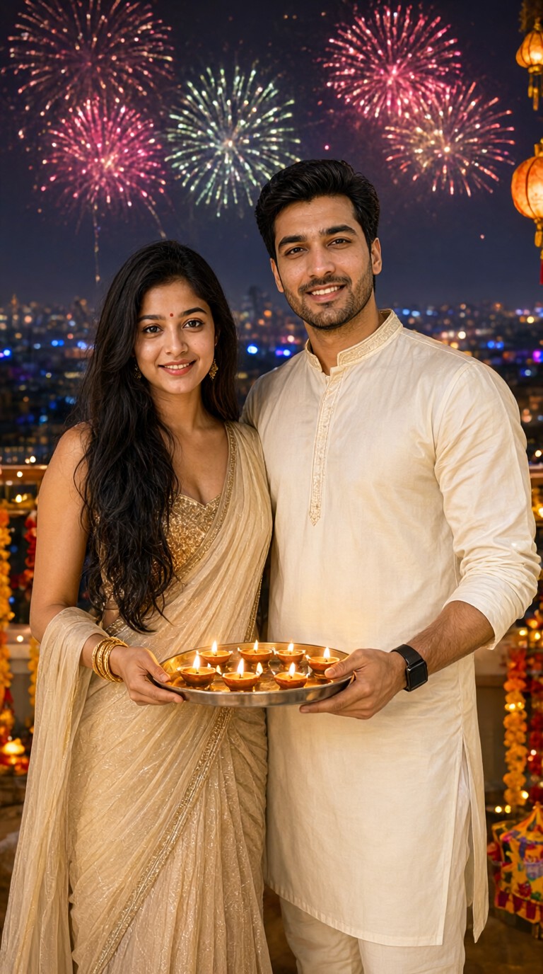 Diwali 🔥 Carrying Lanterns and Watching Fireworks image