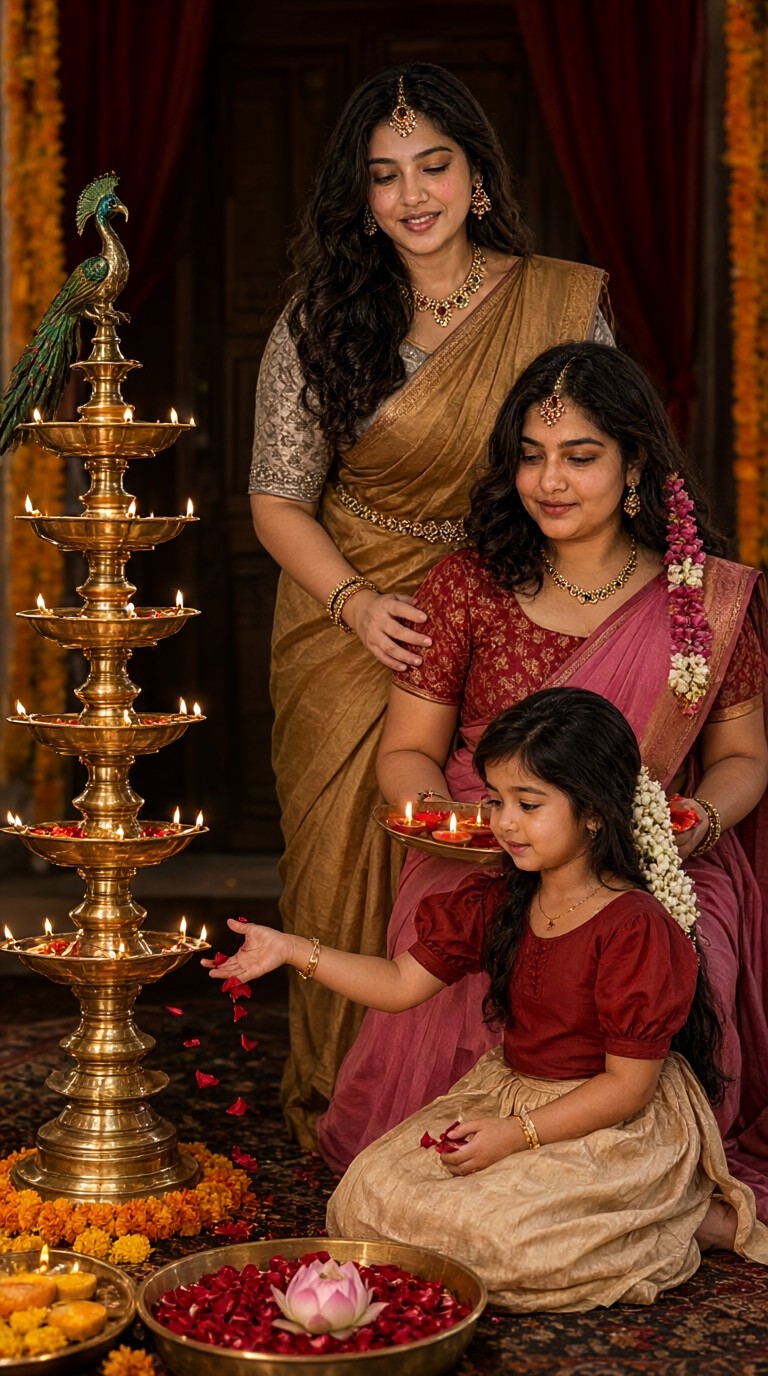 Diwali three-generation family portrait  image