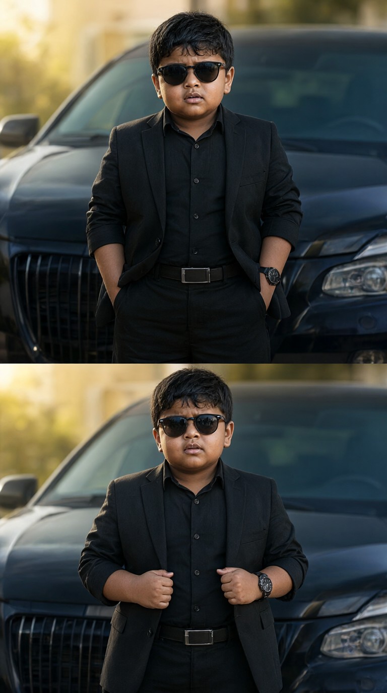 Little Boy in a Black Suit Hiking image