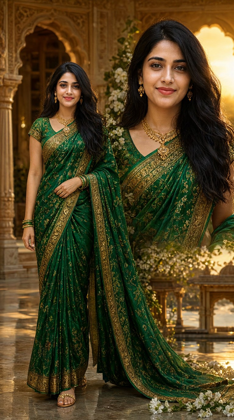 Imperial Floral Sari Costume Change image