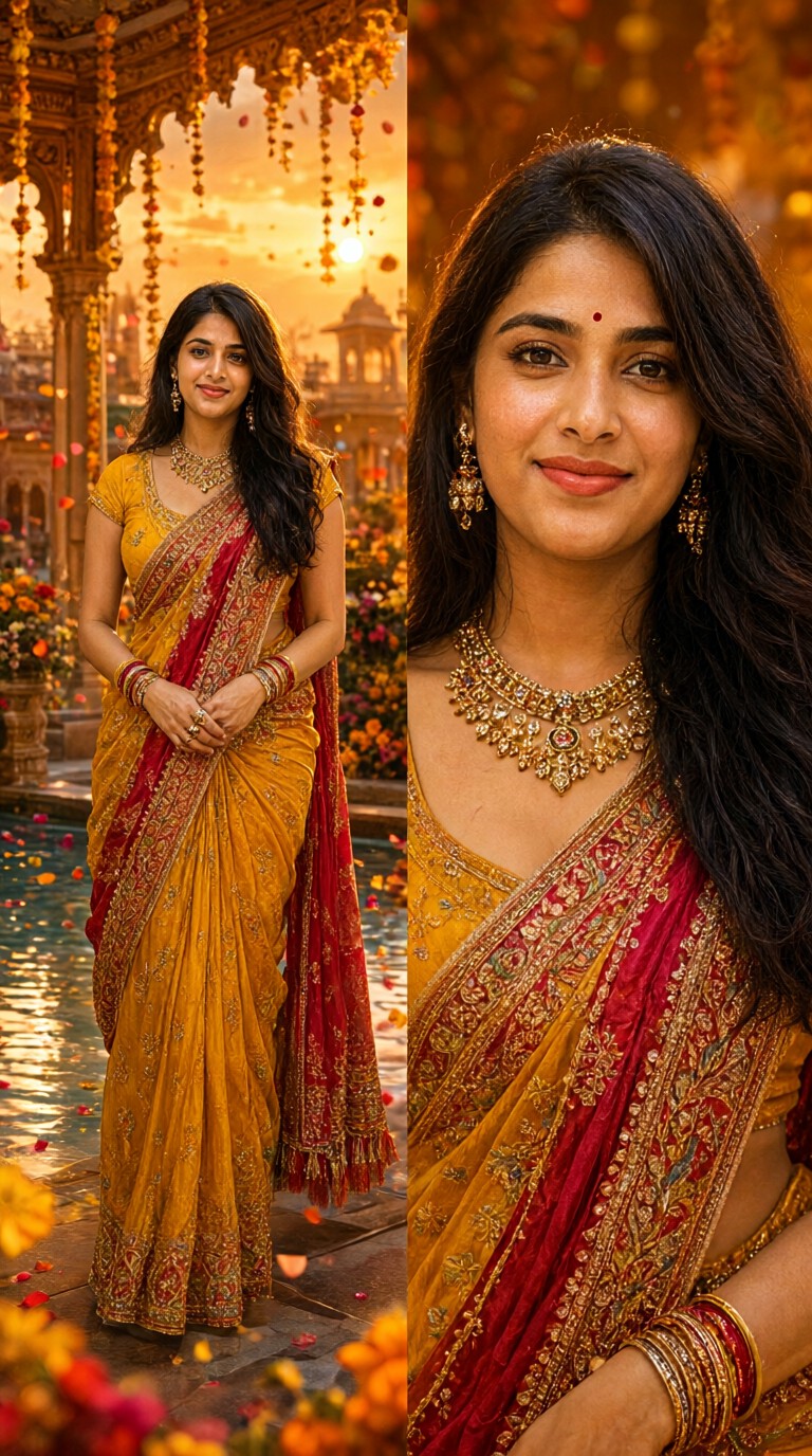 Imperial Floral Sari Costume Change image