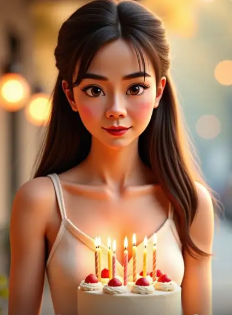 First birthday AI video with cake and balloons
