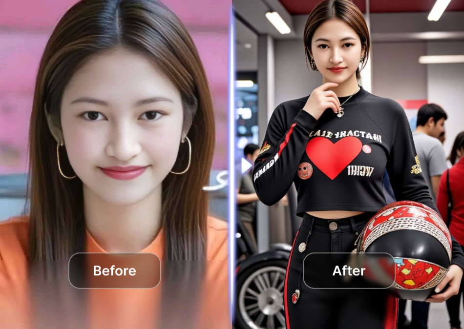 AI Y2K 풀 아웃핏 및 액세서리 변환