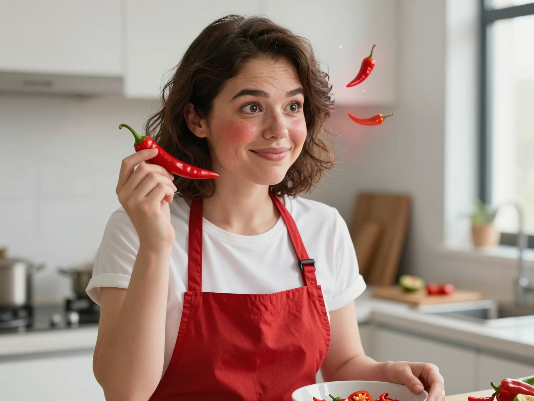 Realistic AI generated chili pepper effects on a face