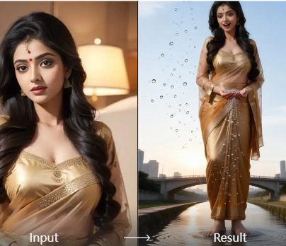 Realistic AI Saree Draping and Fabric Flow