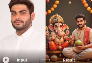 Customizable AI Ganpati with modak and sacred background
