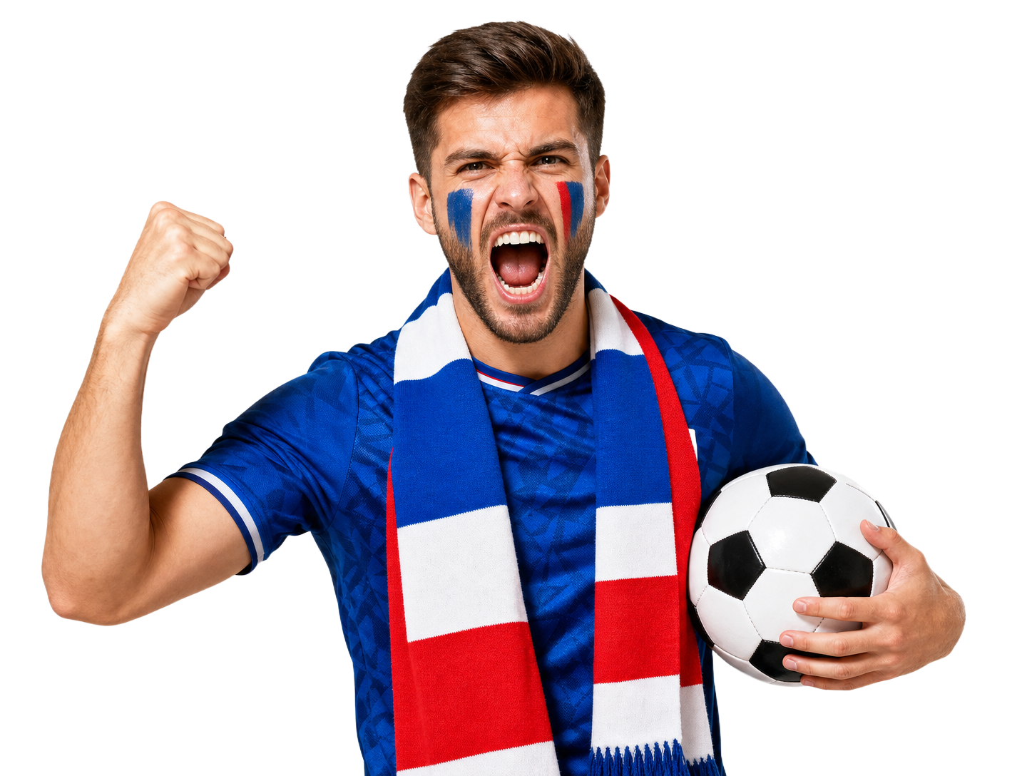 AI generated football fan with face paint and jersey
