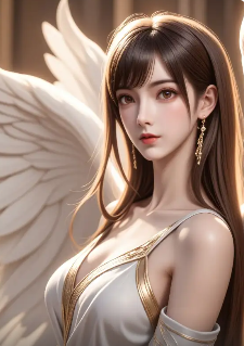 Angel with intricate floral and vine wings