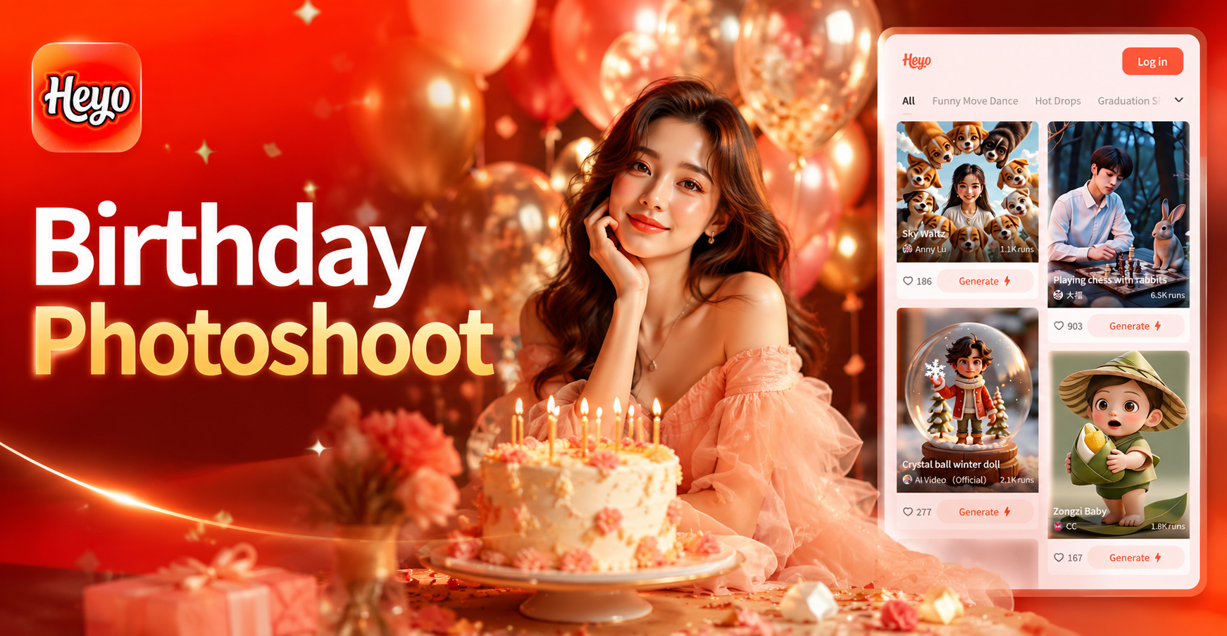 AI birthday photoshoot generator before and after transformation