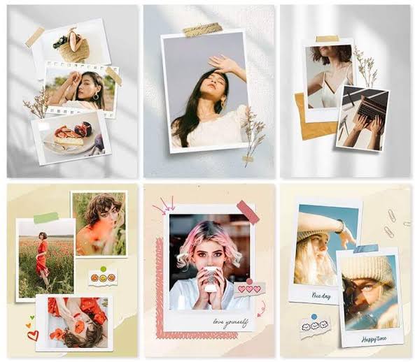 Polaroid collage layout with retro filters
