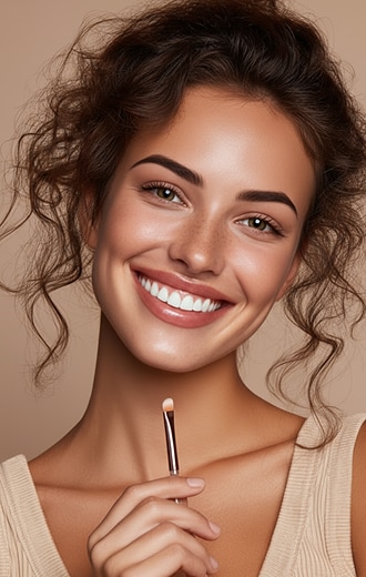 AI creating symmetrical eyebrows from uneven brows