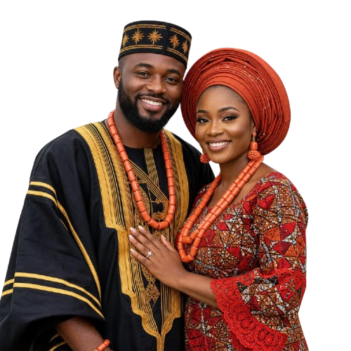 Criação de retrato de casal tradicional africano