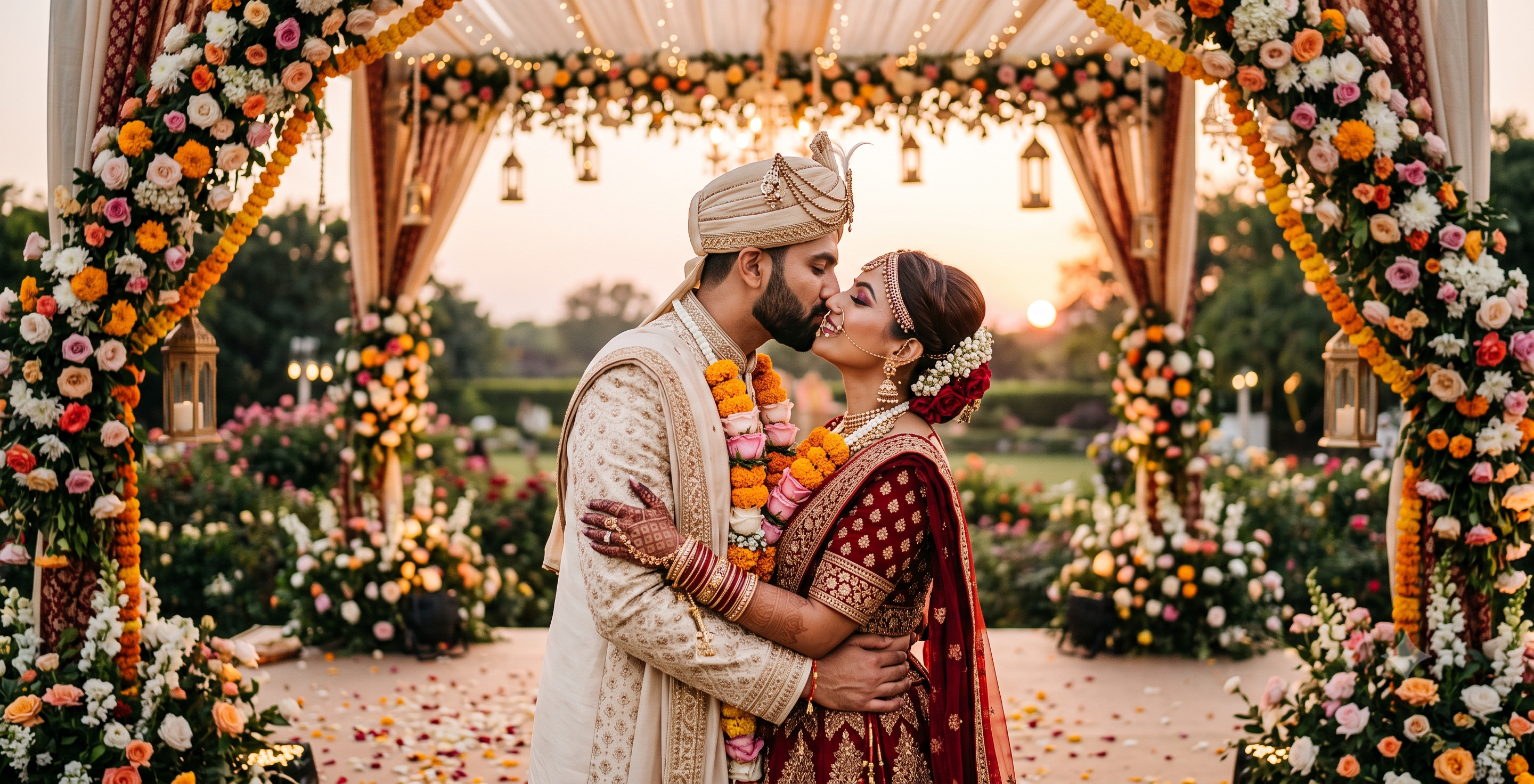 AI kiss effect applied to a formal wedding photo