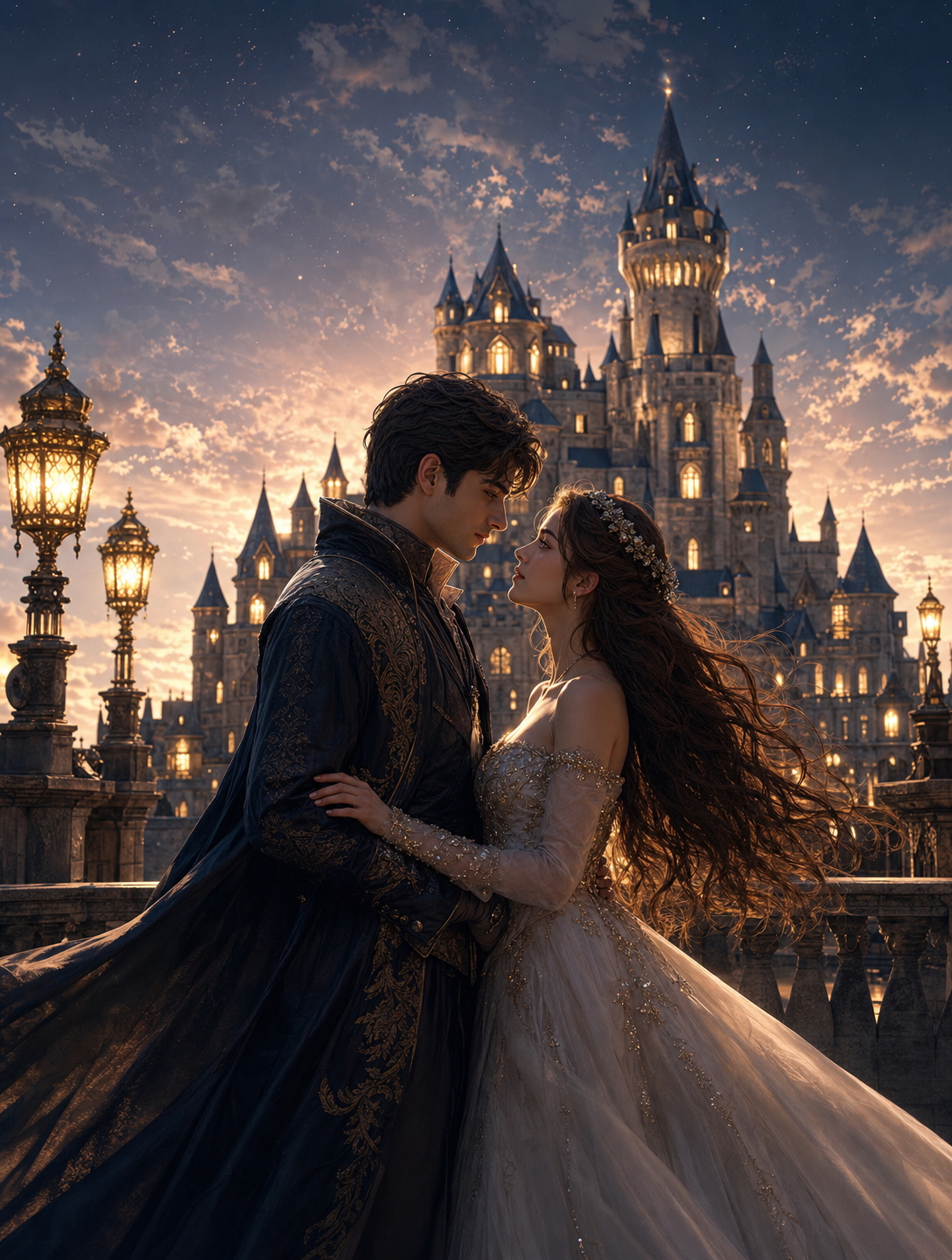 Romantic cinematic AI kiss video