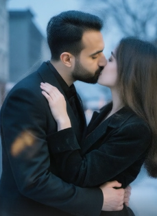 Glitter and gold dust effect on an air kiss
