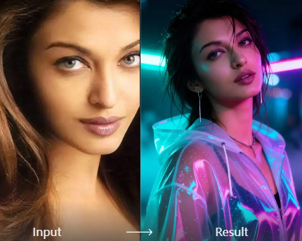 Customizable neon color palette for smoke portraits