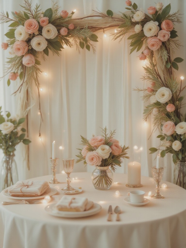 Romantic floral chandelier AI generation