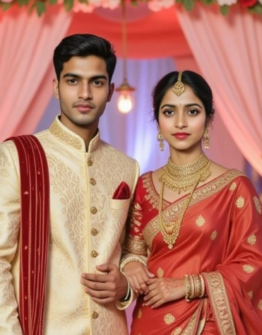 Traditional Rajasthani couple portrait example