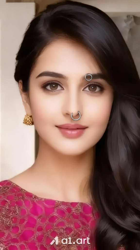 An Indian girl try on piercings