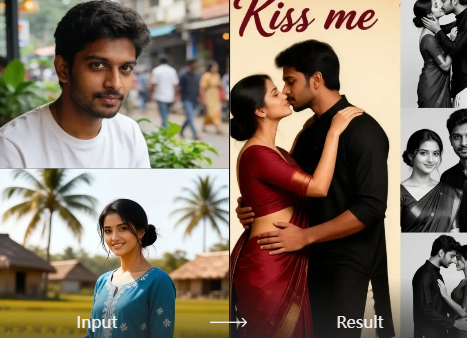 Vintage kissing video generator result showing romantic retro couple