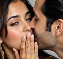 Realistic gentle kiss AI animation